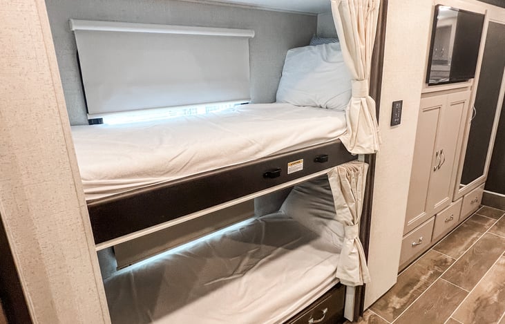 Adventure-ready bunk beds - because the best trips are shared with friends and family"