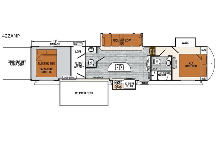 Representative floor plan provided by a trusted RVshare partner.