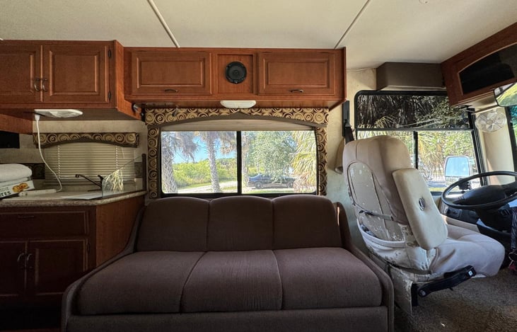 Sofa converts to a bed.