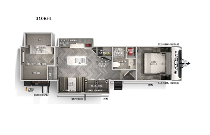 Representative floor plan provided by a trusted RVshare partner.