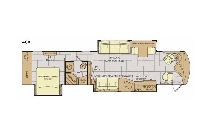 Representative floor plan provided by a trusted RVshare partner.