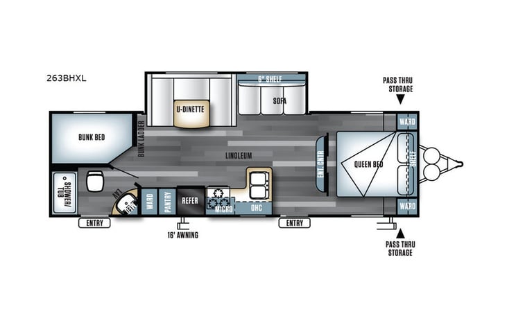 Representative floor plan provided by a trusted RVshare partner.