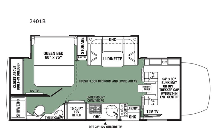 Representative floor plan provided by a trusted RVshare partner.