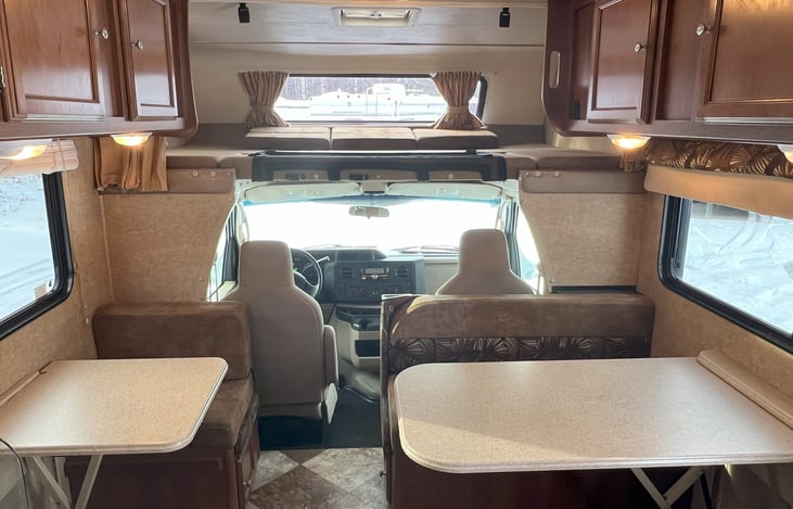 Upper bunk; dining tables deployed