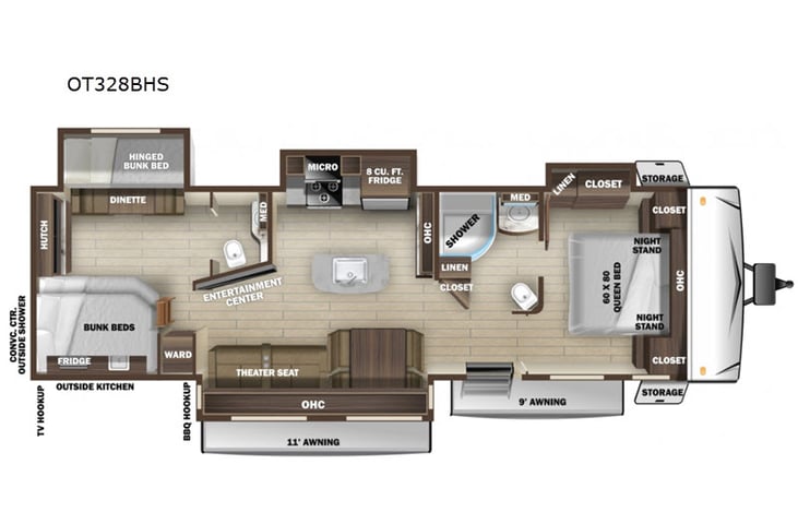 Representative floor plan provided by a trusted RVshare partner.