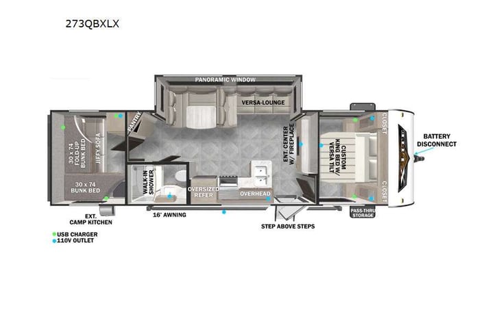 Representative floor plan provided by a trusted RVshare partner.