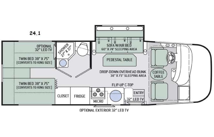 Representative floor plan provided by a trusted RVshare partner.
