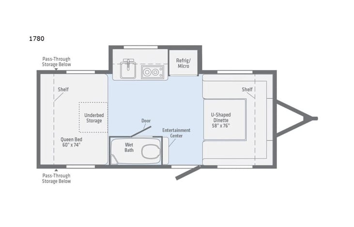 Representative floor plan provided by a trusted RVshare partner.