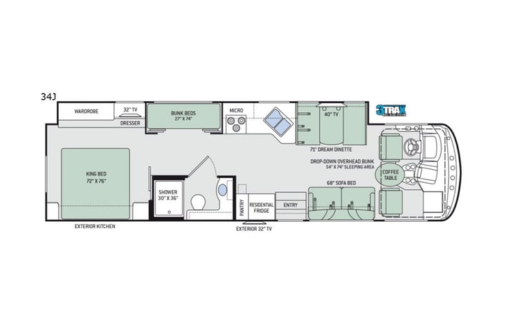 Representative floor plan provided by a trusted RVshare partner.