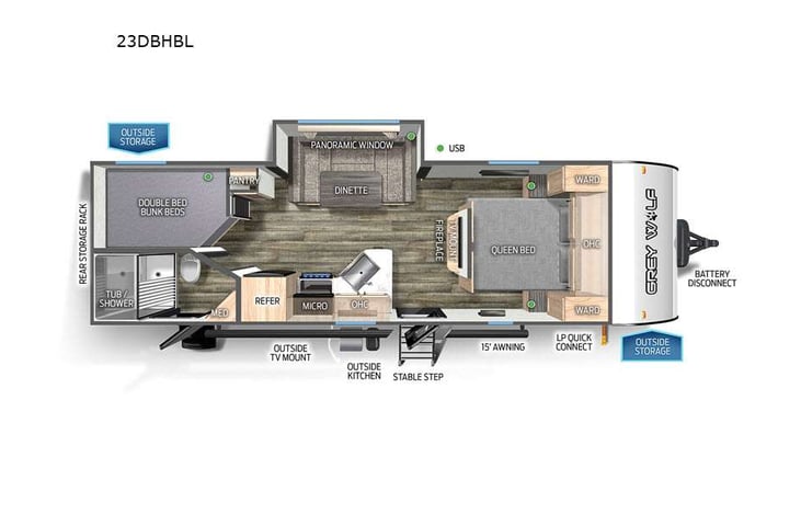 Representative floor plan provided by a trusted RVshare partner.