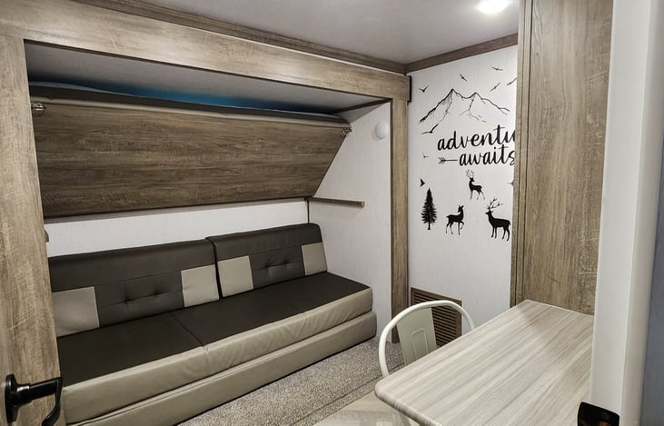 Bunkhouse with top bunk stowed