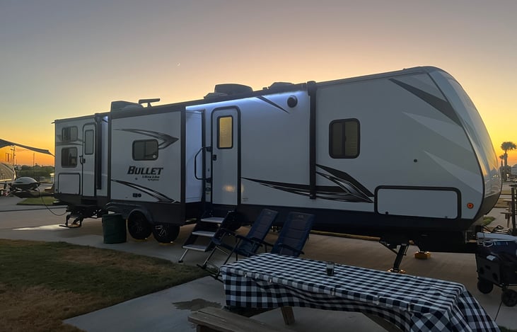 Outdoor lights and bracket for Outdoor TV transferred from bunkroom