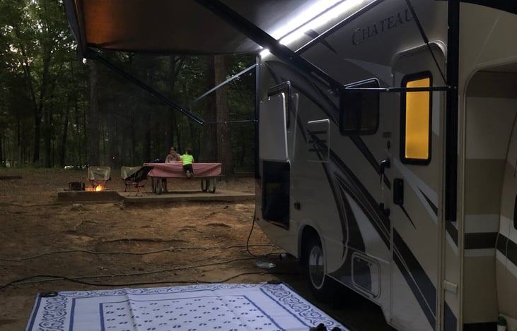 LED light strip at the top is so nice to have when camping.