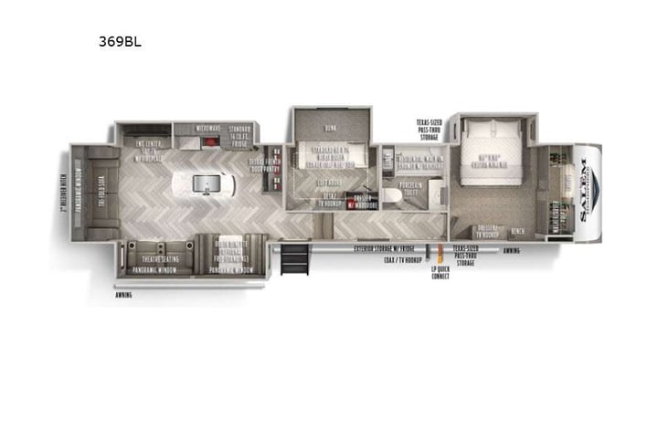 Representative floor plan provided by a trusted RVshare partner.
