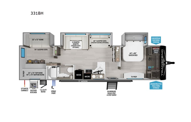Representative floor plan provided by a trusted RVshare partner.
