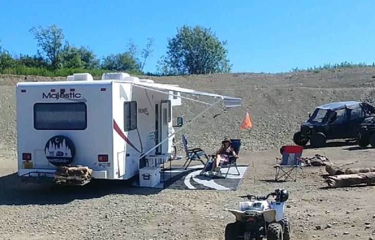 4th of July weekend with the awning, rug and firewood rack added