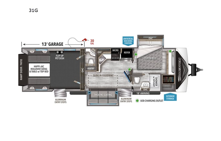Representative floor plan provided by a trusted RVshare partner.