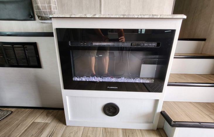 Fireplace for heat and/or light.