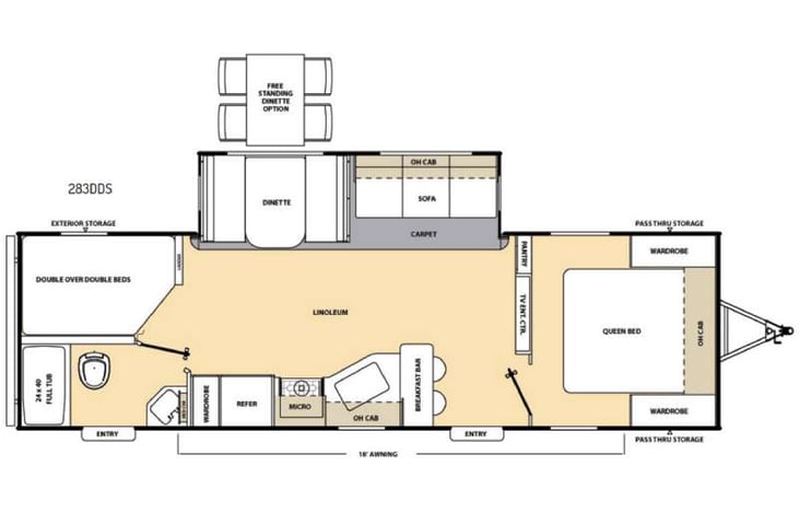 Representative floor plan provided by a trusted RVshare partner.