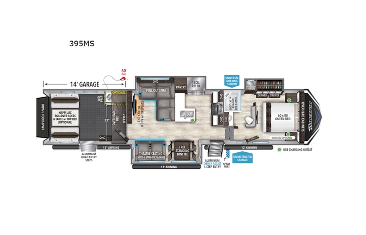 Representative floor plan provided by a trusted RVshare partner.