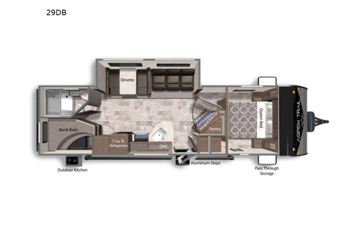 Representative floor plan provided by a trusted RVshare partner.