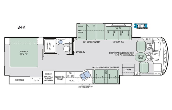 Representative floor plan provided by a trusted RVshare partner.