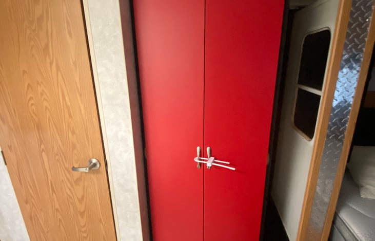 Closet and restroom.