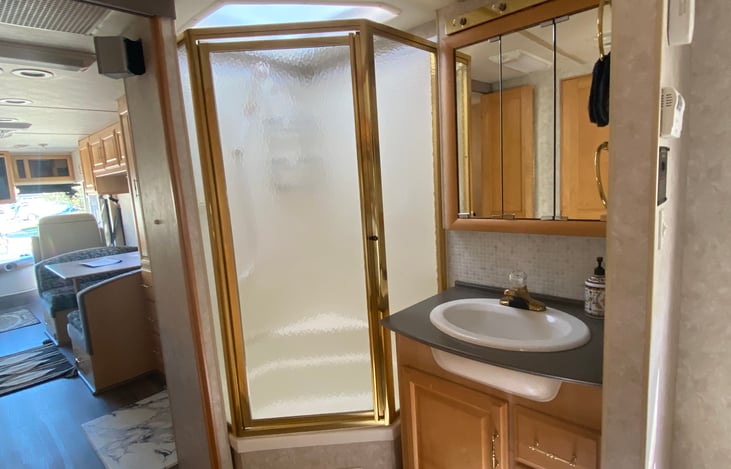 Shower and sink area