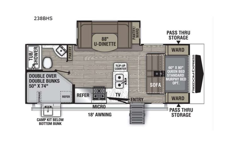 Representative floor plan provided by a trusted RVshare partner.