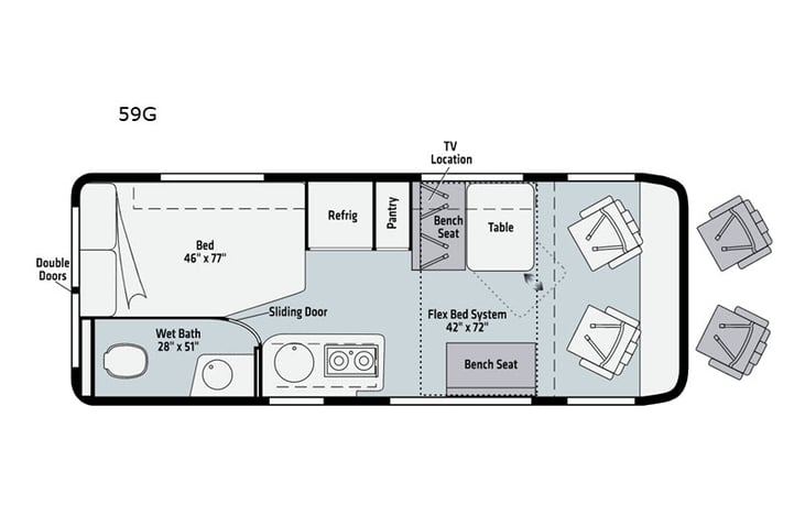 Representative floor plan provided by a trusted RVshare partner.