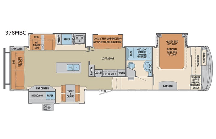 Representative floor plan provided by a trusted RVshare partner.