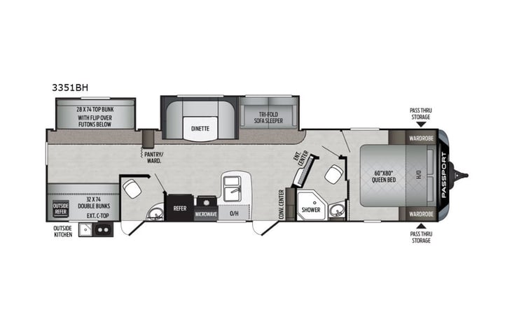 Representative floor plan provided by a trusted RVshare partner.