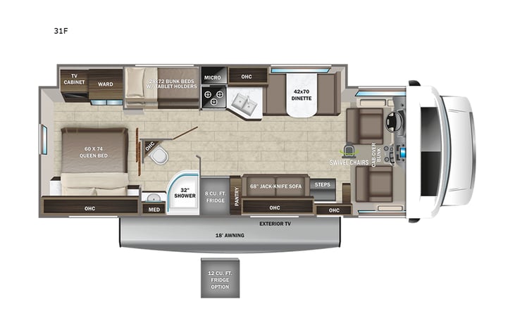 Representative floor plan provided by a trusted RVshare partner.