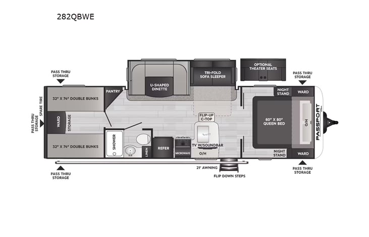 Representative floor plan provided by a trusted RVshare partner.