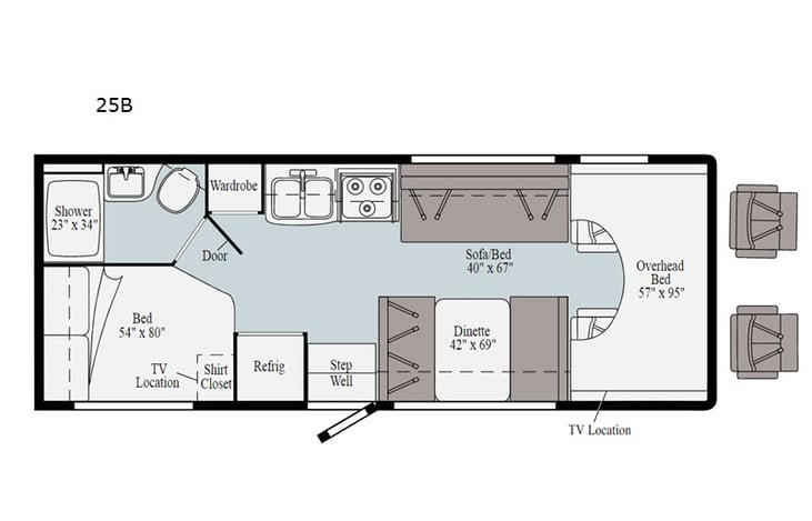 Representative floor plan provided by a trusted RVshare partner.