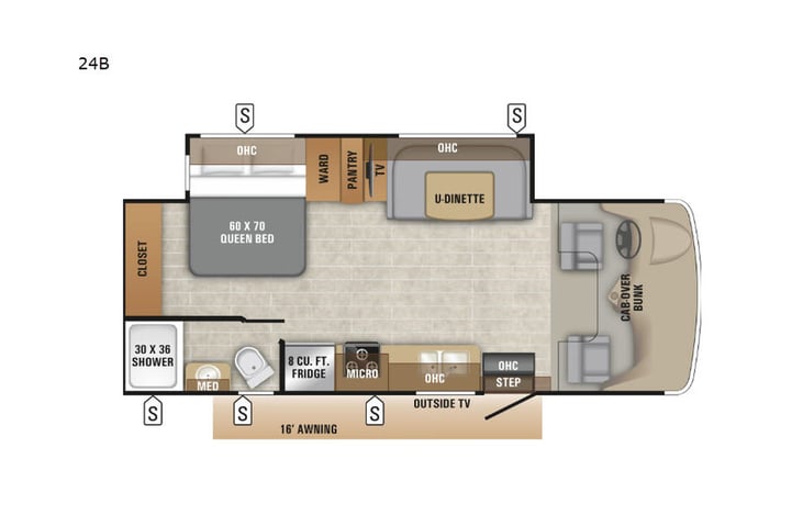 Representative floor plan provided by a trusted RVshare partner.