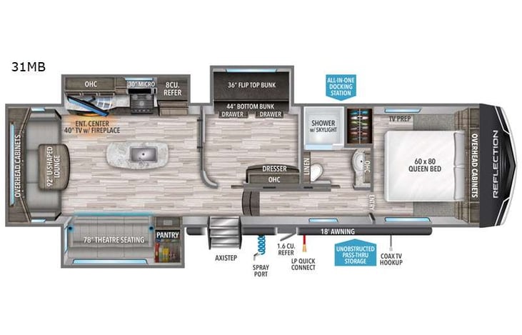 Representative floor plan provided by a trusted RVshare partner.