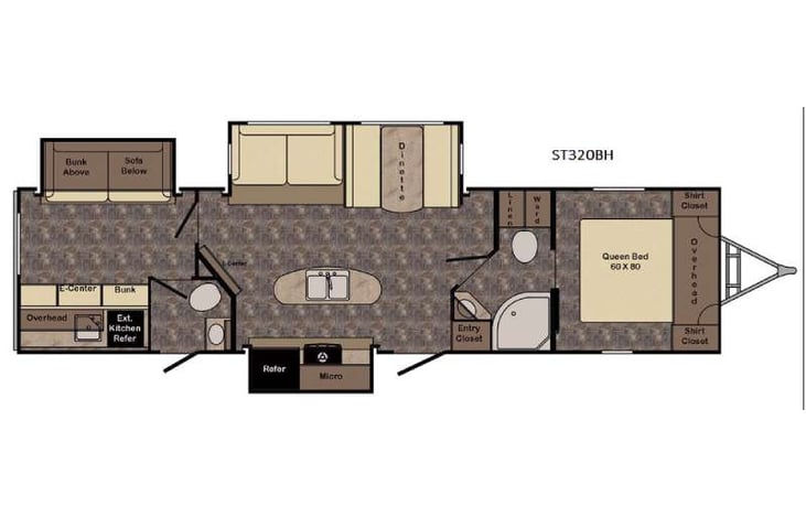 Representative floor plan provided by a trusted RVshare partner.