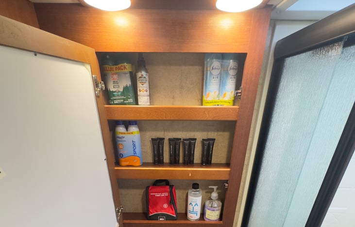 Bathroom Cabinet stocked with Essentials