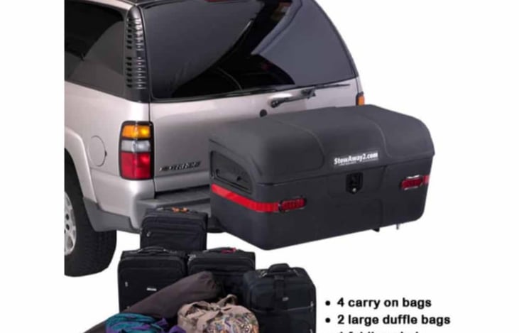 Add on for 100.00 per trip Stoaway2 holds 4 carry on bags,2 large duffle bags and 1 folding chair