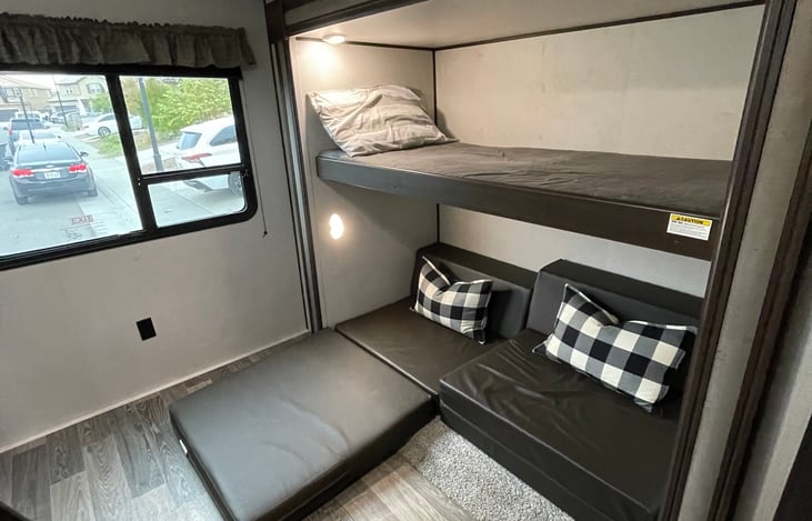 Convertible couch/bed for many sleeping options.