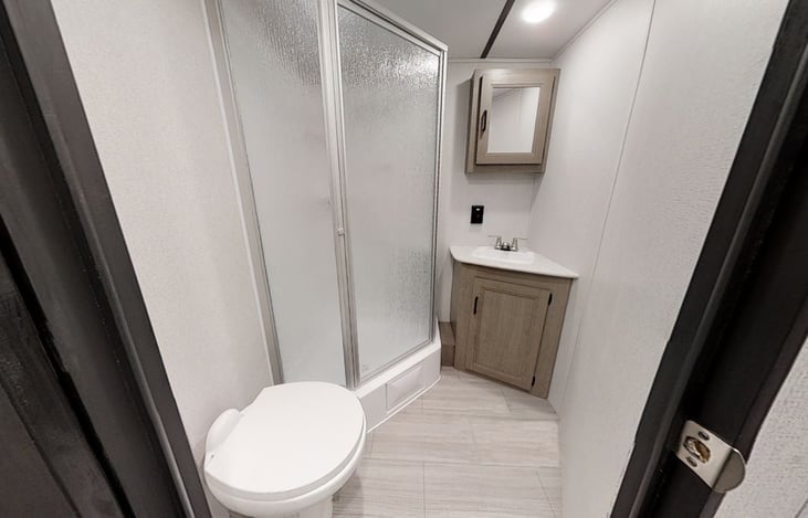 Restroom with Large Corner Shower