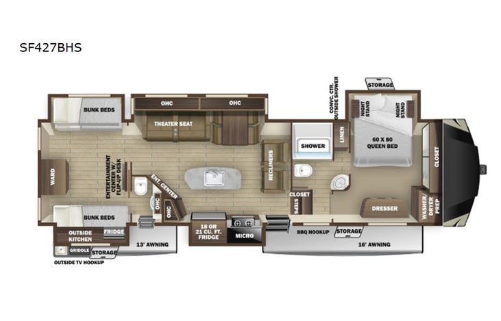 Representative floor plan provided by a trusted RVshare partner.