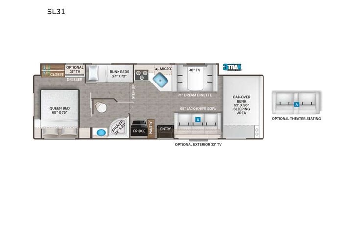 Representative floor plan provided by a trusted RVshare partner.