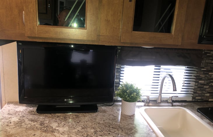 Tv with DVD player.