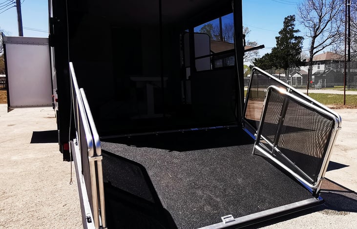 The ramp at the back can get ATV or wheelchair to in and out.