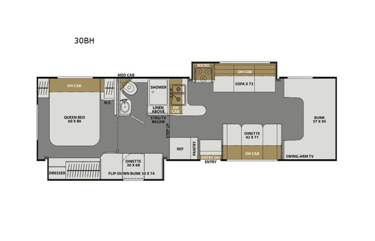 Representative floor plan provided by a trusted RVshare partner.