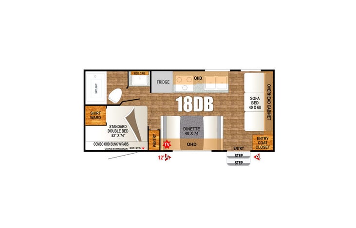 Representative floor plan provided by a trusted RVshare partner.