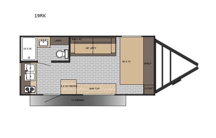 Representative floor plan provided by a trusted RVshare partner.