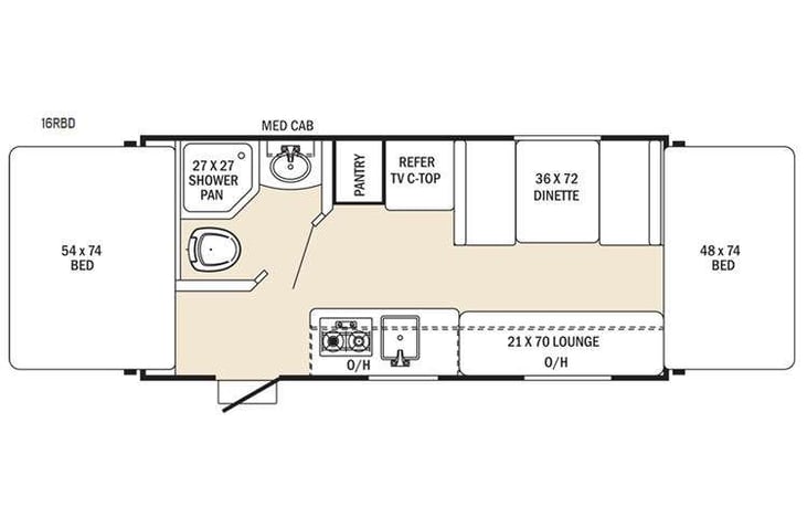 Representative floor plan provided by a trusted RVshare partner.